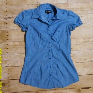 In Vain blue & white striped button down